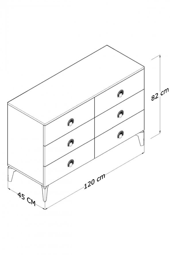 Tocco 1053 İpek 6 Çekmeceli 120 cm Mega Şifonyer - Resim 4