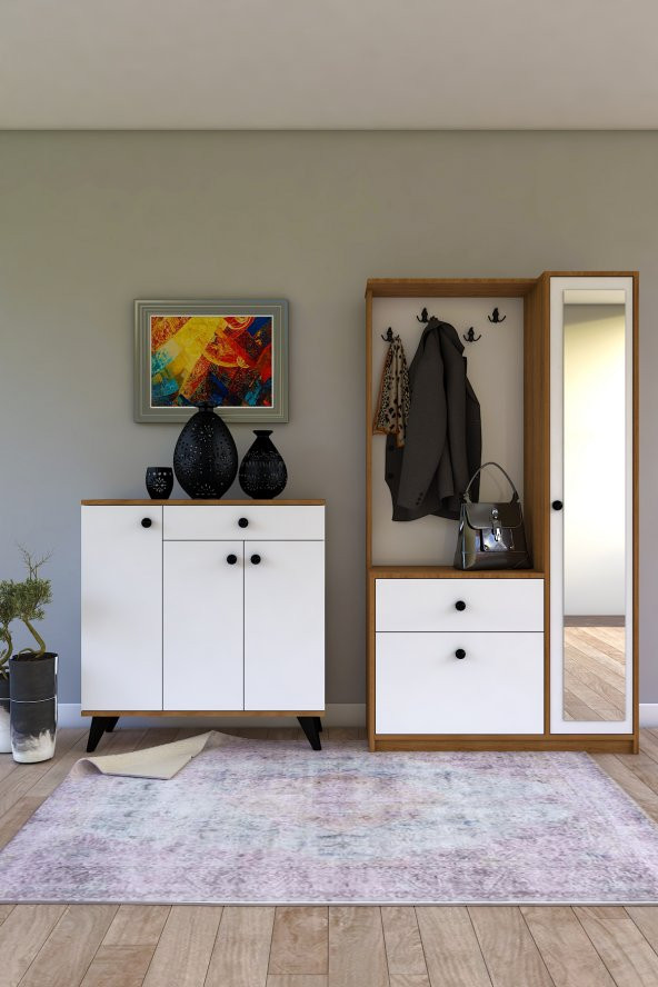TOCCO 1041 Sude Lüx Vestiyer Portmanto Askılıklı Ayakkabılık Takımı ürün görseli 1