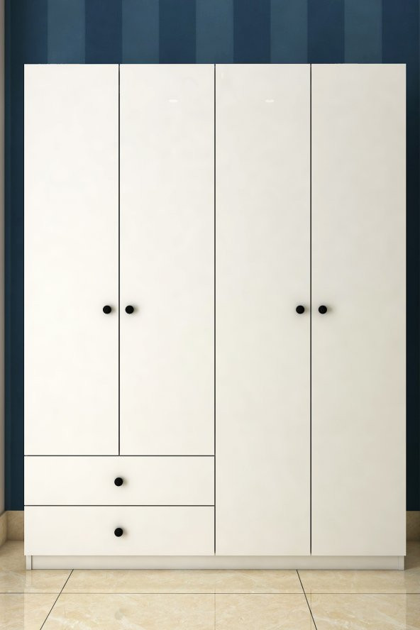 TOCCO 1005 Nova 4 Kapaklı 2 Çekmeceli Askılıklı Gardırop ürün görseli 1