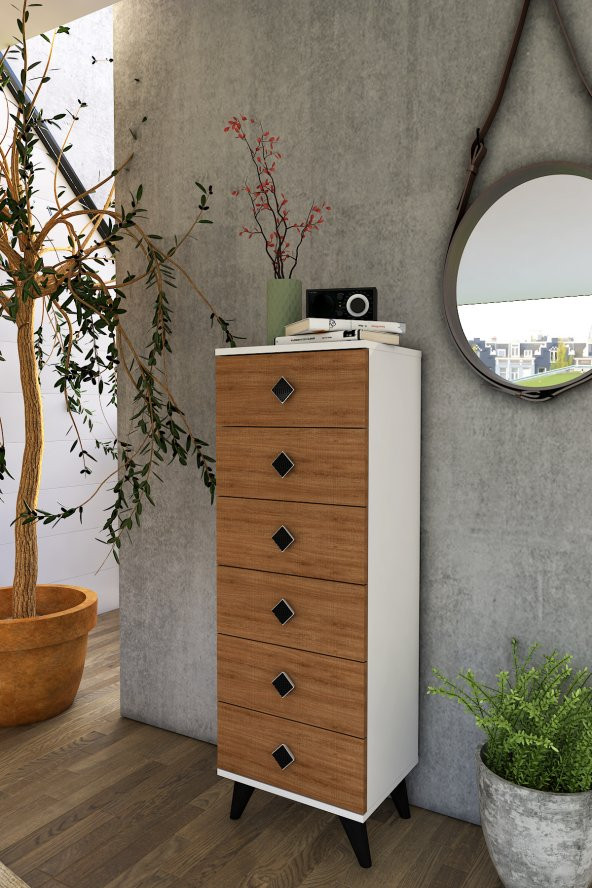 TOCCO 1009 Ezgi 6 çekmeceli Meşe Şifonyer ürün görseli 1