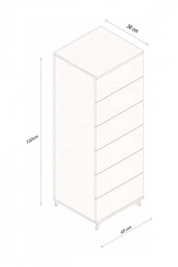 TOCCO 1009 Ezgi 6 çekmeceli Meşe Şifonyer - Resim 2