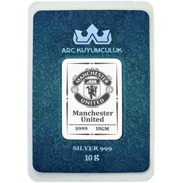 Hediyeye Özel 10 Gram Manchester United Temalı 999 Ayar Gümüş ile Üretilmiş Gümüş Külçesi-745 ürün görseli 1