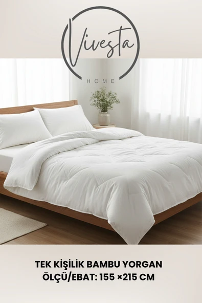 Vivesta Home %100 Bambu Yorgan 155x215 cm | Doğal, Nefes Alabilir, Anti-Alerjik, Dört Mevsim Kullanım ürün görseli 1