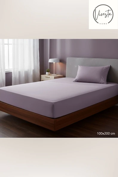 Vivesta Home 100×200 cm Lila Lastikli Çarşaf Seti – Tek Kişilik, Yumuşak ve Dayanıklı Kumaş ürün görseli 1