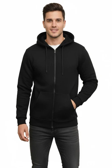 Erkek Büyük Beden Kapüşonlu Fermuarlı Sweatshirt 6549 BGL-ST05012 ürün görseli 1