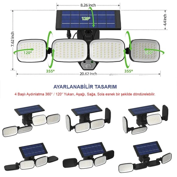 Powermaster 6V 3W Solar Panelli Hareket Sensörlü Ledli Lamba (PM-8048) - Resim 5