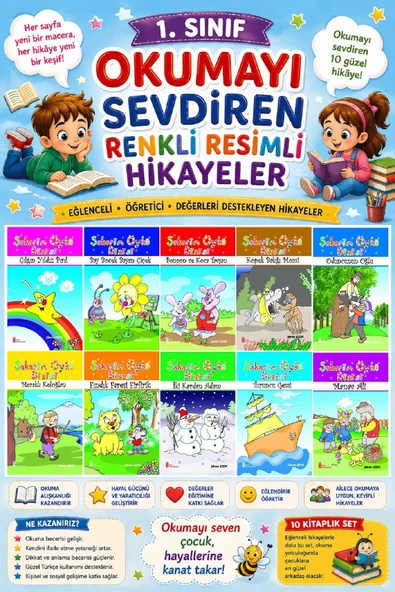 1.Sınıf Okumayı Sevdiren Renkli Resimli Hikayeler 2- 10 Kitap ürün görseli 1