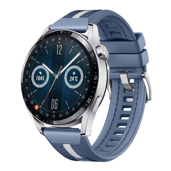 Huawei Watch GT3 Pro GT3 GT2 46mm SportStripe Örgü Desen Metal Tokalı Silikon Akıllı Saat Kordonu  Mavi ürün görseli 1