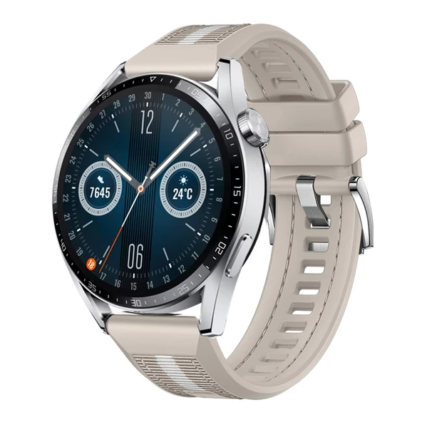 Huawei Watch GT3 Pro GT3 GT2 46mm SportStripe Örgü Desen Metal Tokalı Silikon Akıllı Saat Kordonu  Starlight ürün görseli 1