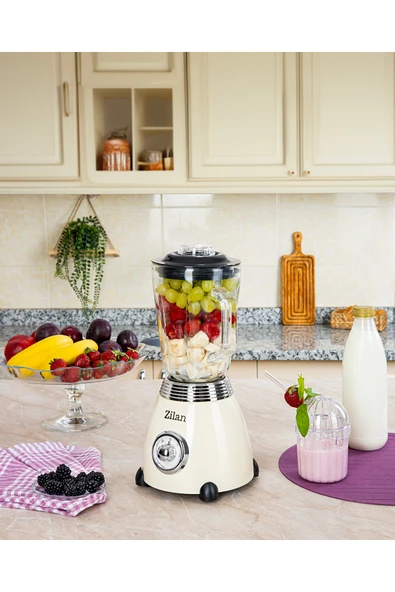 Zln1207 | Retro Stand Blender | 1,5l Cam Hazne | 500w Blendar | 2 Hız Ayarı | Bej ürün görseli 1