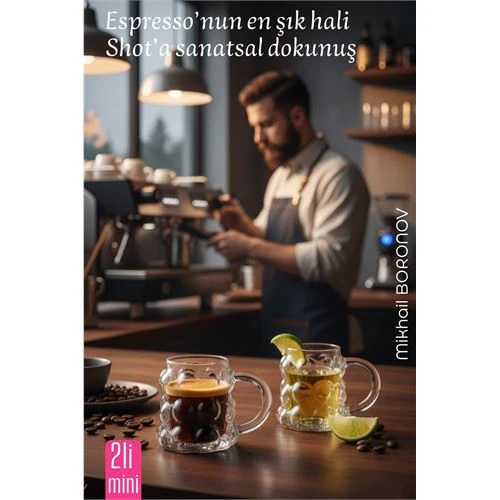 Mini Bubble Espresso & Shot Bardak Borosilikat Cam  – 2’li Set (6x5 cm) ürün görseli 1