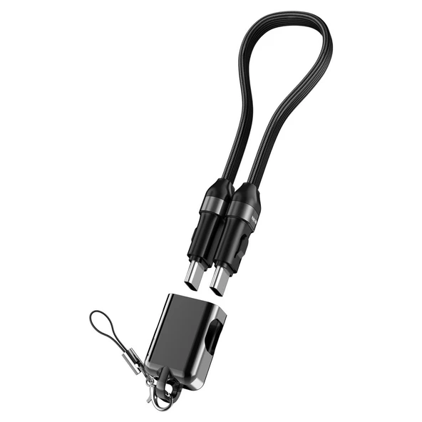 S-link Armor CC-020 60W 20 cm Type-C to Type-C PD Örgülü Metal Başlıklı Siyah Hızlı Şarj Kablosu ürün görseli 1