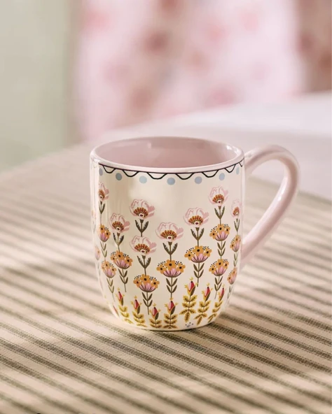 Londra'dan Cath Kidston Pembe Çiçek Desenli Shabby Chic Tarzı Porselen Kupa/Mug ürün görseli 1