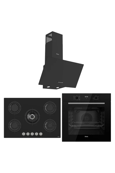 Ferre Flowart Evolis Essential Siyah 3'lü Ankastre Set ( QBL63CS-RS035-D086 ) ürün görseli 1