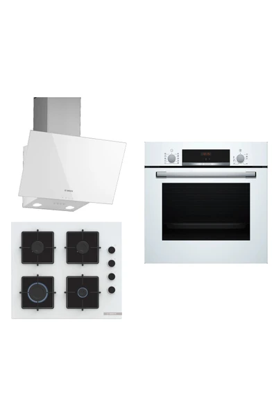 Bosch HBF512BW1T - POP6C2P30O - DWK63PJ20T 3'lü Beyaz Ankastre Set ürün görseli 1
