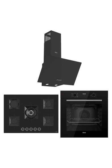Ferre Flowart Florenz Essential Siyah 3'lü Ankastre Set ( QBL63CS-SS035-D086 ) ürün görseli 1