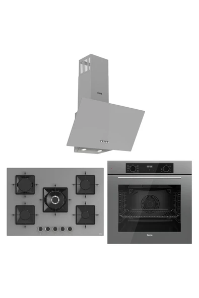 Ferre Flowart Florenz Essential Gri 3'lü Ankastre Set ( QBL63CPR-SS038-D088 ) ürün görseli 1
