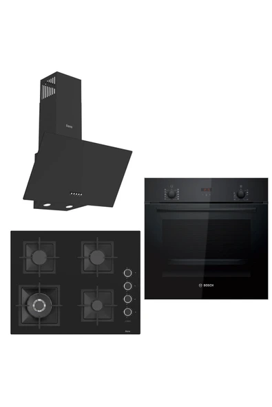 Bosch &Ferre Sanremo Wok Bek - Döküm Izgara 3 lü Ankastre Set (HBF512BB1T - SC405 - D086) 65 cm Ocak ürün görseli 1