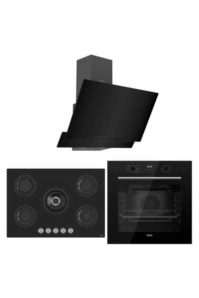 Ferre Flowart Evolis Pro Siyah 3'lü Ankastre Set ( QBL63CS-RS035-D063 ) ürün görseli 1