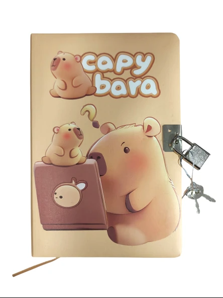 Capybara Hatıra Defteri (Günlük) Kilitli Defter 80 yaprak - Tablet Kapibara ürün görseli 1