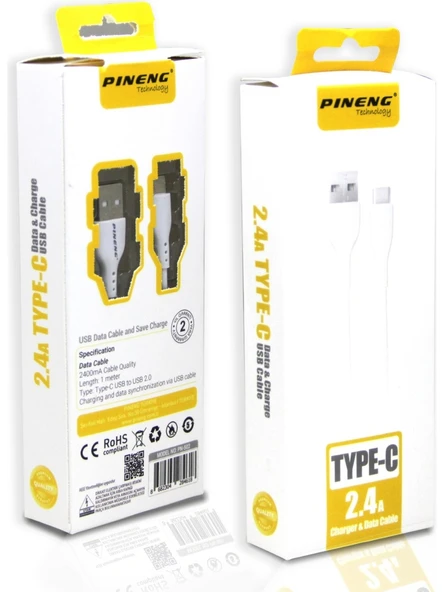 Pineng 2.4A Type-C Data&charge USB Cable ürün görseli 1