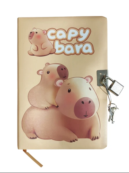 Capybara Hatıra Defteri (Günlük) Kilitli Defter 80 yaprak - Sweet Kapibara ürün görseli 1