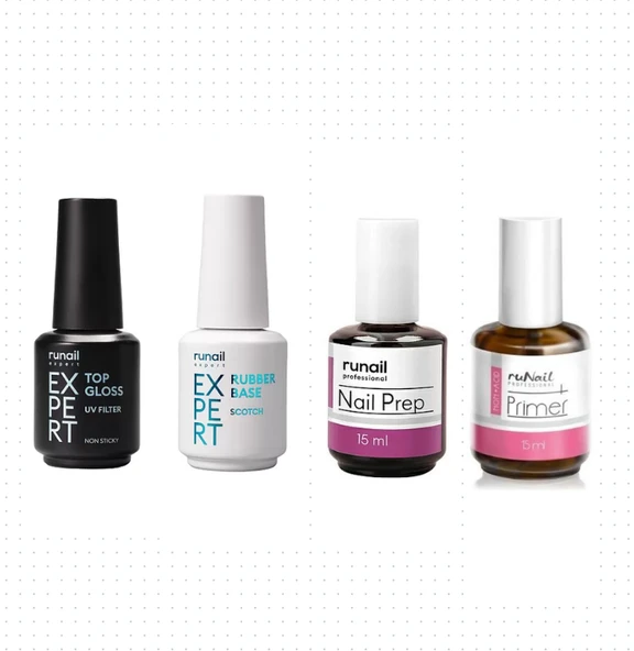 Fontenay RUNAİL UVFiltreli Top Coat 18ml+Rubber Base Scotch 18ml+Nail Prep 15ml+Non-Acid Primer 15ml ürün görseli 1