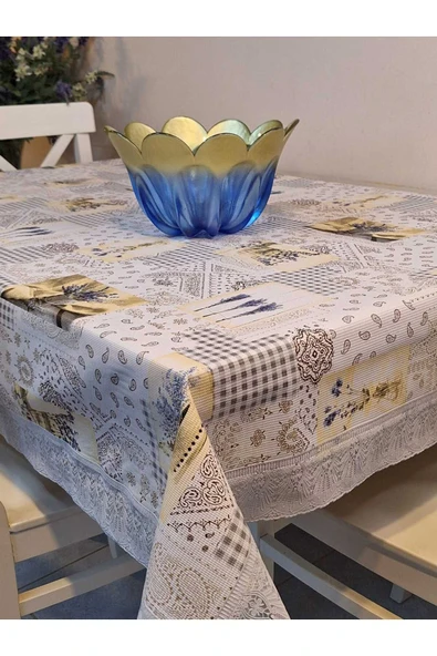 Kaydırmaz Tabanlı Pvc Muşamba - Desenli Silinebilir 120 X 150 Hazır Masa Örtüsü ürün görseli 1