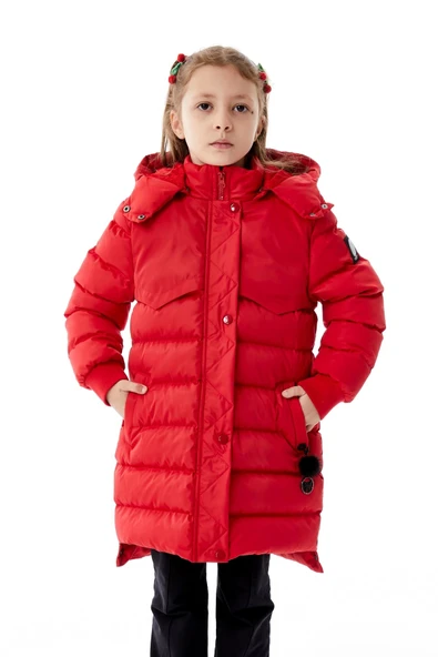 Kız Çocuk Kapüşonlu Kışlık Şişme Mont 51356 ürün görseli 1