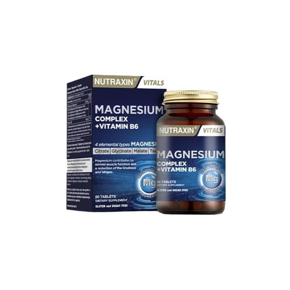 Vitals Magnesium Complex + Vitamin B6 Magnezyum İçeren Takviye Edici Gıda 60 Tablet ürün görseli 1