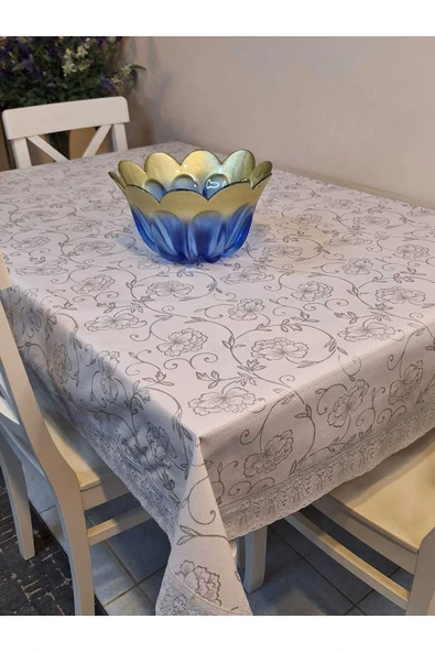 Kaydırmaz Tabanlı Pvc Muşamba - Desenli Silinebilir 120 X 150 Hazır Masa Örtüsü ürün görseli 1