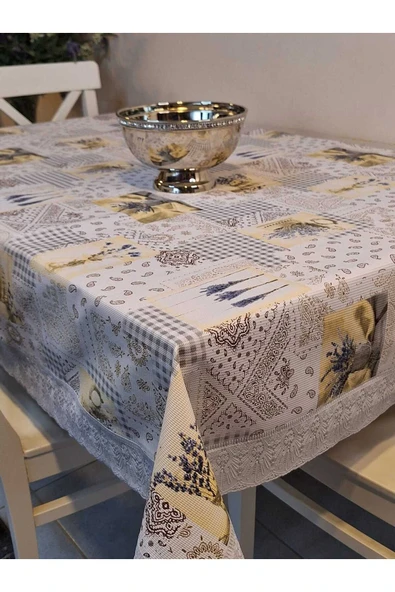 Kaydırmaz Tabanlı Pvc Muşamba - Desenli Silinebilir 120 X 150 Hazır Masa Örtüsü ürün görseli 1