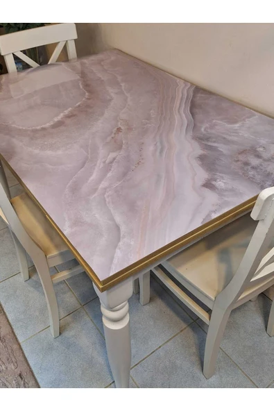 Kalın PVC Masa Koruyucu – 1.2 mm Mika Örtü, 70 cm En, Mermer Desen ürün görseli 1