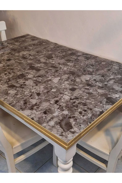 Kalın PVC Masa Koruyucu – 1.2 mm Mika Örtü, 80 cm En, Mermer Desen ürün görseli 1