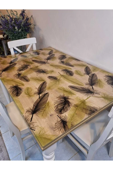 Kalın PVC Masa Koruyucu – 1.2 mm Mika Örtü, 80 cm En, Siyah Altın Tüy ürün görseli 1