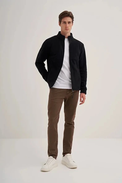 CAZ 5127 DİK YK. POLAR SWEAT HIRKA SİYAH ürün görseli 1