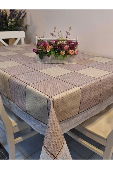 Kaydırmaz Tabanlı Pvc Muşamba - Desenli Silinebilir 120 X 150 Hazır Masa Örtüsü ürün görseli 1