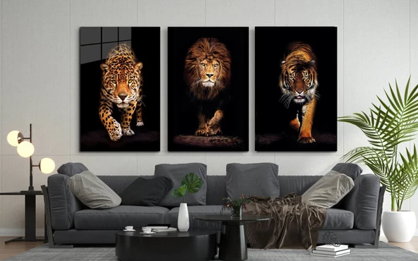 Aslan,kaplan,jaguar 3 Lü Set Cam Tablo - Resim 4