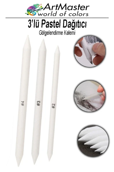 Gölgelendirme Kalemi Pastel Dağıtıcı 3 Lü 1 Paket Dağıtıcı Kalem Kara Kalem Kaynaştırma Kalemi Gölgelendirme Kalem Seti ürün görseli 1