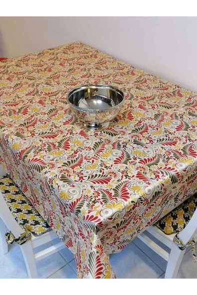 KUMAŞ DOKULU TABANI SİLİKONLU YIKANABİLİR SİLİNEBİLİR ÜTÜLENEBİLİR KAYMAZ DEKORATİF MASA ÖRTÜSÜ ürün görseli 1