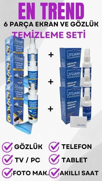 3 Adet 150 ML +3 Adet 50 ML Tv Ekran Ve Gözlük Temizleme Seti ürün görseli 1