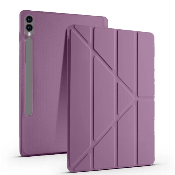 Samsung Galaxy Tab S9 Plus X810 12.4 İnç Katlanabilir Kalemlikli Standlı Akıllı Kılıf  Mor ürün görseli 1