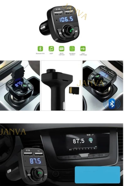 Janva Car X8 Araç Fm Transmitter 5.0 Bluetooth Araç Kiti Usb Mp3 Sd Kart Çakmaklık Girişli ürün görseli 1