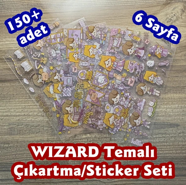 Sticker/Çıkartma Seti, Wizard Temalı, 150+ Adet, 6 Sayfa ürün görseli 1