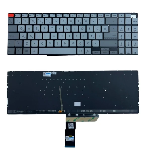 Asus N7600P Klavye Gümüş TR Işıklı ürün görseli 1