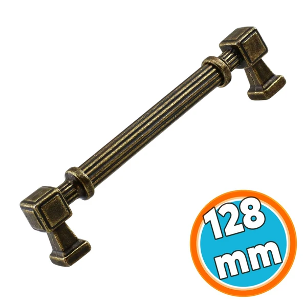 Mobilya Çekmece Mutfak Dolabı Dolap Kulpları Kulb 12.8 cm 128 mm Çizgili Metal Antik Sarı Kulp ürün görseli 1