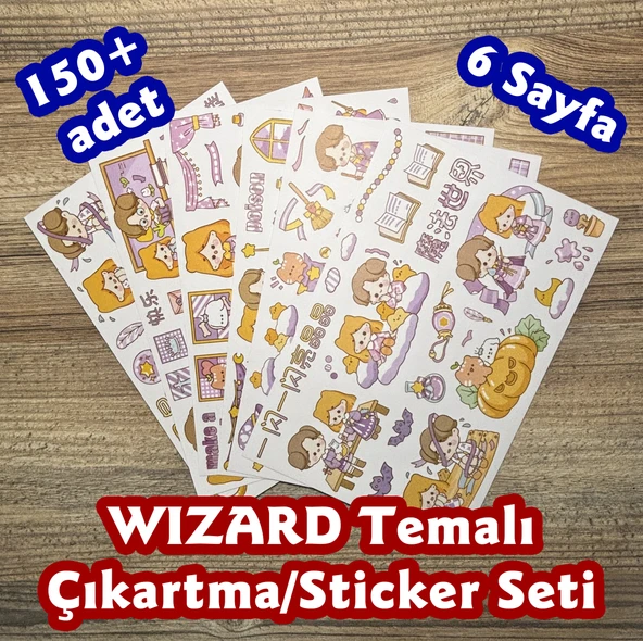 Sticker/Çıkartma Seti, Wizard Temalı, 150+ Adet, 6 Sayfa ürün görseli 1