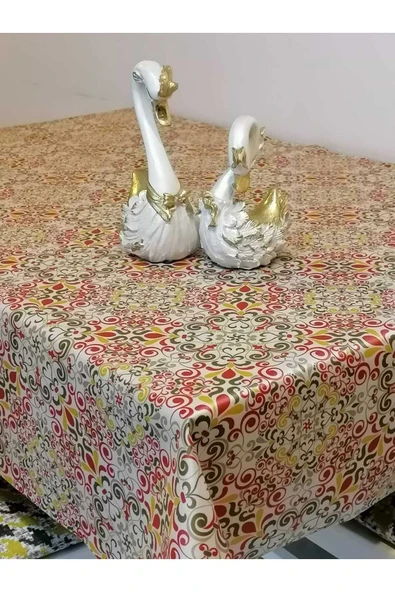 KUMAŞ DOKULU TABANI SİLİKONLU YIKANABİLİR SİLİNEBİLİR ÜTÜLENEBİLİR KAYMAZ DEKORATİF MASA ÖRTÜSÜ ürün görseli 1