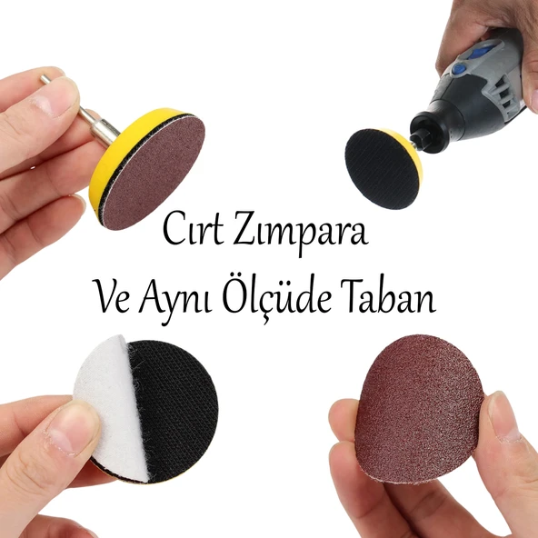 PTTAVM: Cırt Zımpara Seti 50 mm Pimli Mini 53'lü Set Taban Matkap