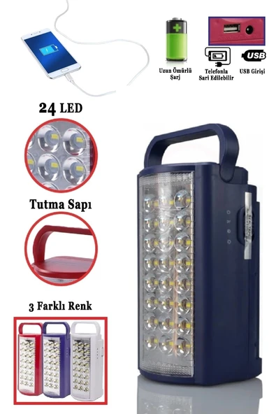 Janva 24 Led Ultra Güçlü Şarjlı Işıldak Powerbank El Feneri Kamp Masa Kafa Avcı Piknik Çadır Lambası ürün görseli 1